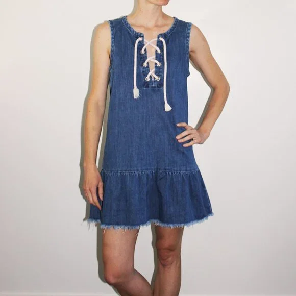 aerie | Dresses | Aerie Chambray Lace Up Denim Dress | Poshmark